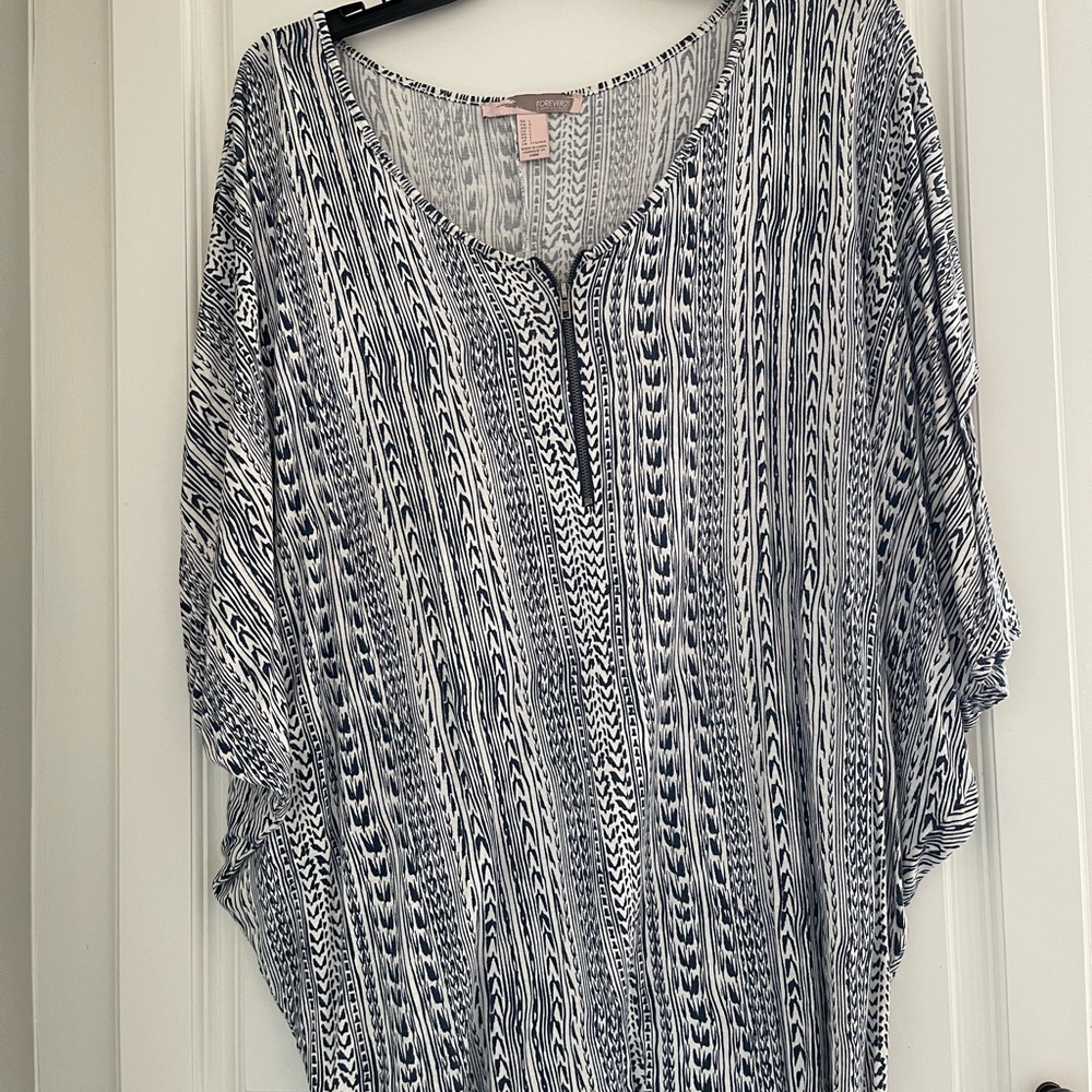 Navy Southwestern Forever 21 Contemporary blouse with bat wings size L